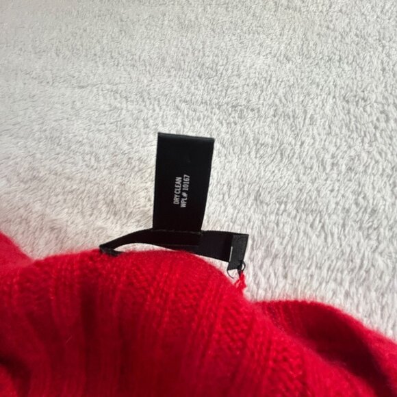 Aqua Womens Red Ribbed Knit Cashmere Sweater Small Crew Neck Pullover Cozy Soft - Picture 10 of 11